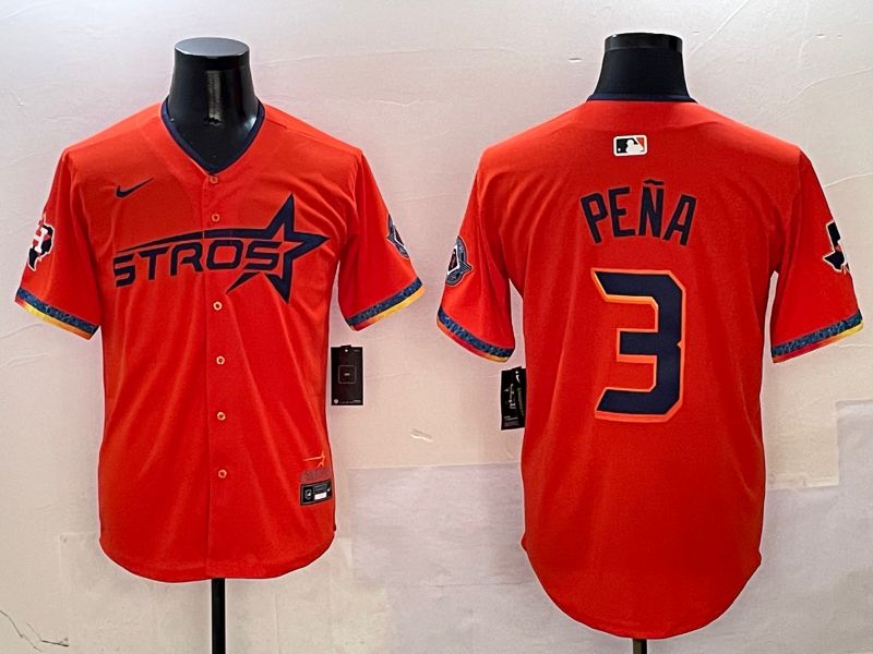 Men Houston Astros #3 Pena Orange Fourth generation Joint Name Nike 2025 MLB Jersey style 1